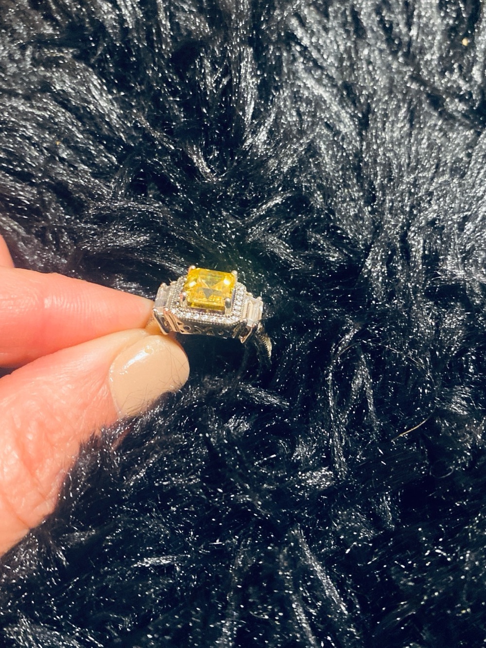 Sterling silver and citrine simulant stone